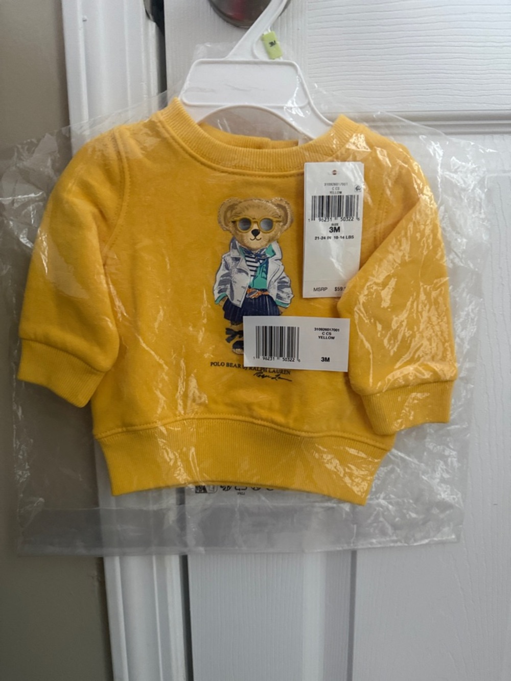 Ralph Lauren Yellow Polo Bear Sweatshirt for Baby